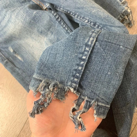 Zara Women’s Skinny Jeans Distressed Ripped Knees Dark Wash Denim high rise - Picture 12 of 13